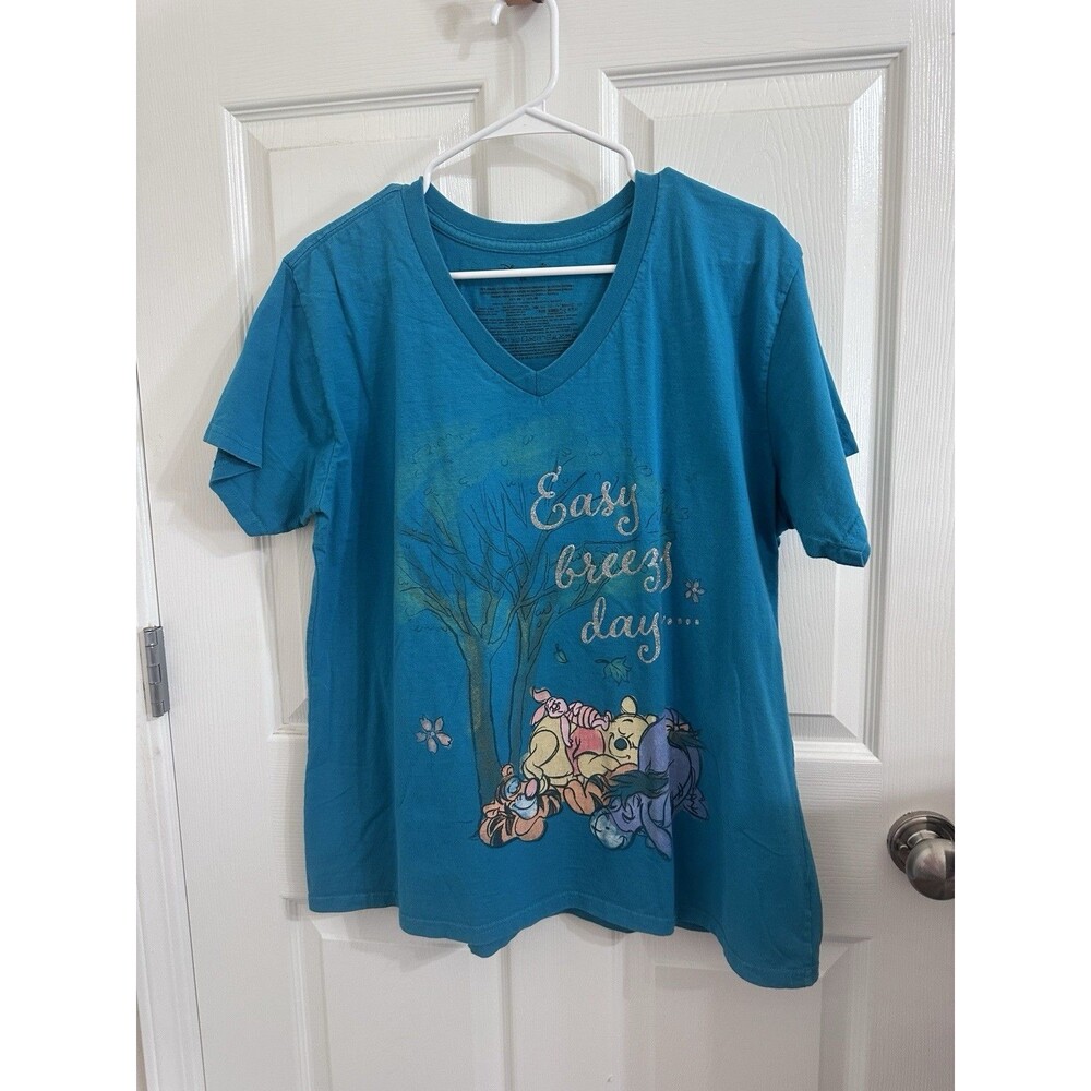 Winnie the Pooh Easy Breezy Day Turq Unisex T-Shirt 2XL 100% organic cotton